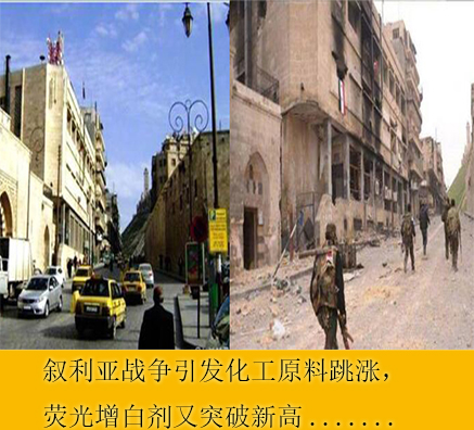 叙利亚战争引发化工原材料纷纷跳涨，荧光增白剂又突破新高！
